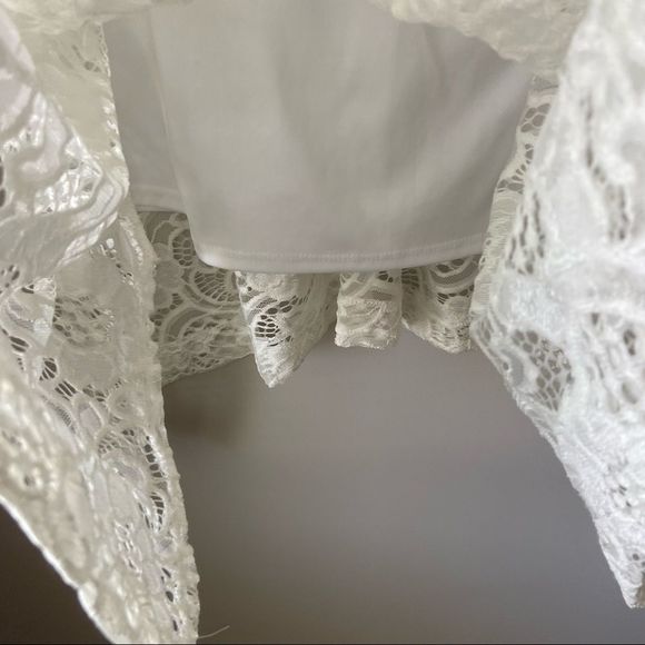 Robbie Bee Cream Lacey Short Sleeve Midi Dress - Picture 7 of 12